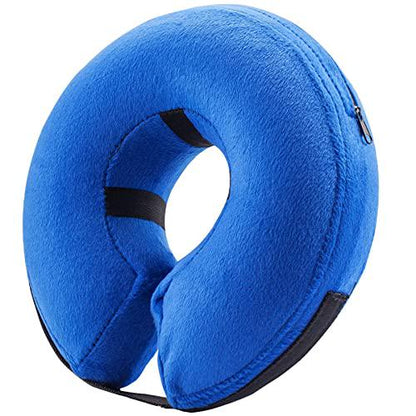 Bencmate Inflatable Recovery Collar for Dogs & Cats, Large, Blue, Soft Protective Cone, Doesn’t Block Vision