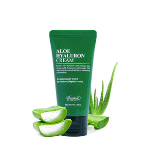 Benton Aloe Hyaluron Cream, 50g, Aloe Leaf Water & Hyaluronic Acid for Soothing & Moisturizing Dry, Sensitive Skin