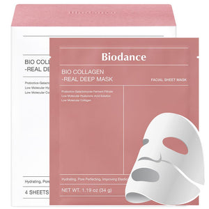 BIODANCE BIODANCE Bio-Collagen Real Deep Mask, Hydrating Overnight Hydrogel Mask, Pore Minimizing, Elasticity Improvement, 34g X16ea