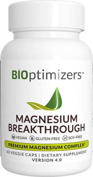 BiOptimizers Magnesium Breakthrough Supplement, 60 Capsules, 7 Forms of Magnesium for Natural Sleep & Brain Health, Includes Glycinate, Malate, Citrate