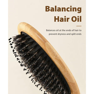 BLACK EGG Boar Bristle Brush For Wet/Dry Hair - Smoothing, Massaging, Detangling, Reduce Frizz, Restore Shine - Bamboo Brush For Women, Men, Kids,
