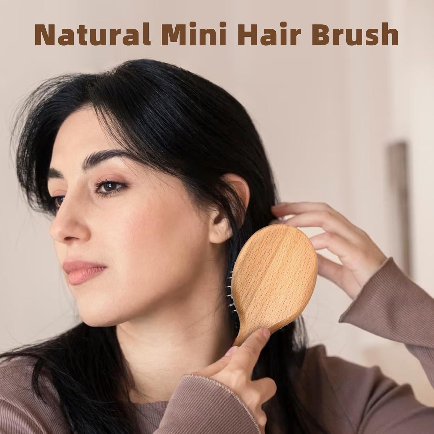 BLACK EGG Hair Brush Mini Boar Bristle Hairbrush For Thick Curly Thin Long Short Wet Or Dry Hair Detangle Massage Add Shine,