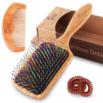 BLACK EGG Paddle Detangling Hair Brush For Women Girls, Rainbow Nylon Brush For Thick Thin Curly Hair, Includes Wooden Detangler Comb And 3 Hair Ties,