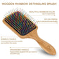 BLACK EGG Paddle Detangling Hair Brush For Women Girls, Rainbow Nylon Brush For Thick Thin Curly Hair, Includes Wooden Detangler Comb And 3 Hair Ties,