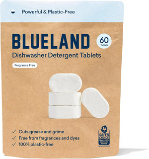 Blueland Dishwasher Detergent Tablets, 60 Count, Unscented & Eco-Friendly, Plastic-Free Dishwashing Pods