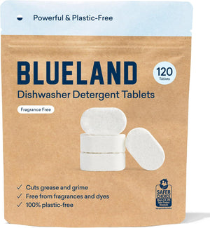 BLUELAND BLUELAND Plastic-Free Dishwasher Detergent Tablets, 120 Count, Unscented