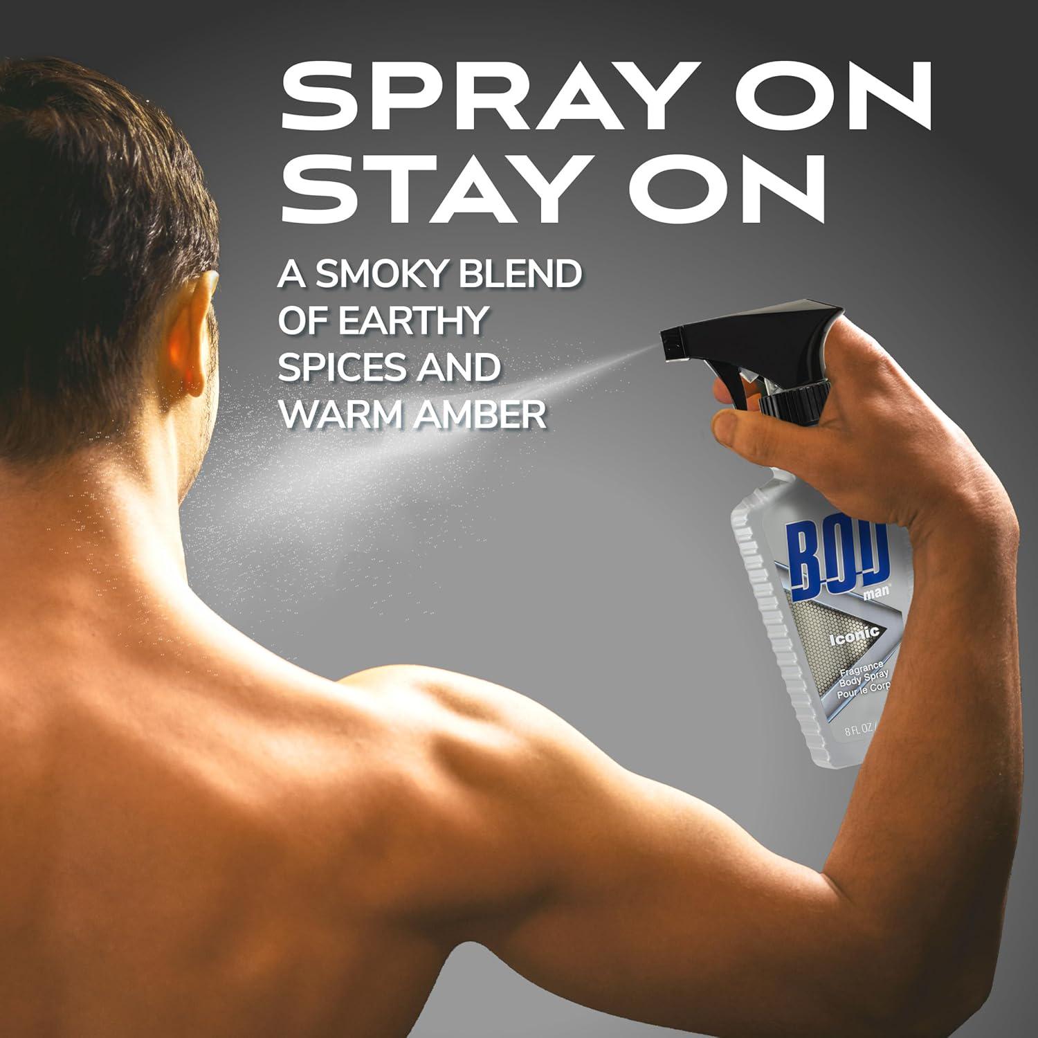 BOD Man Fragrance Body Spray, Iconic, 8 Fl Oz,
