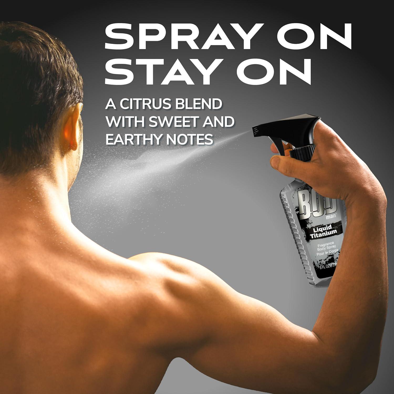 BOD Man Fragrance Body Spray, Liquid Titanium, 8 Fl Oz,