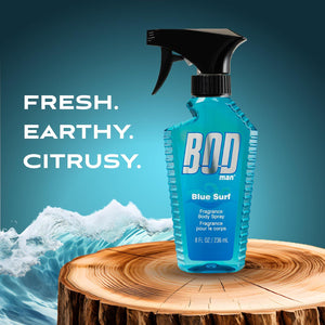 BOD Man Fragrance Body Spray, Blue Surf, 8 Fl Oz,