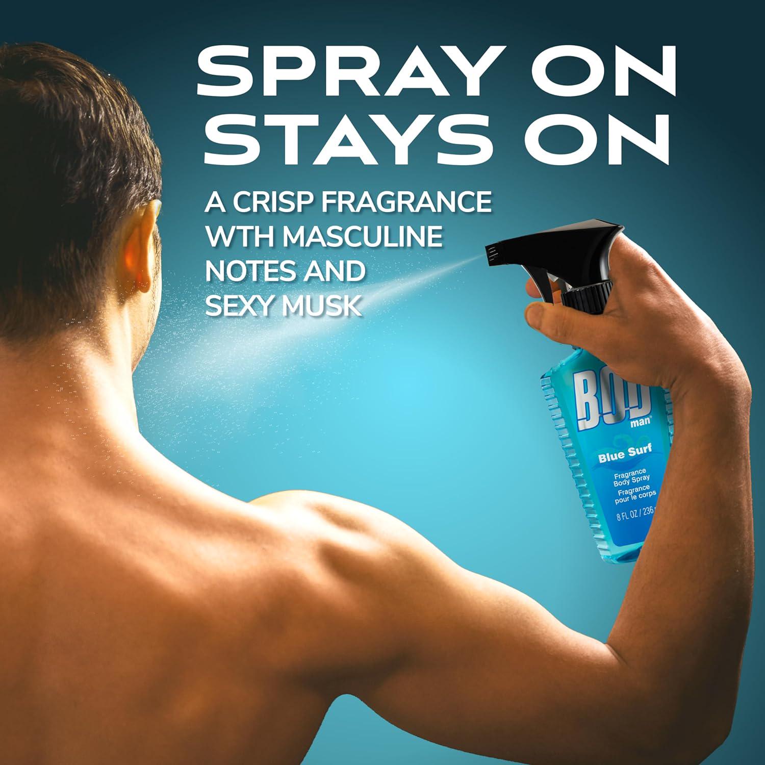 BOD Man Fragrance Body Spray, Blue Surf, 8 Fl Oz,