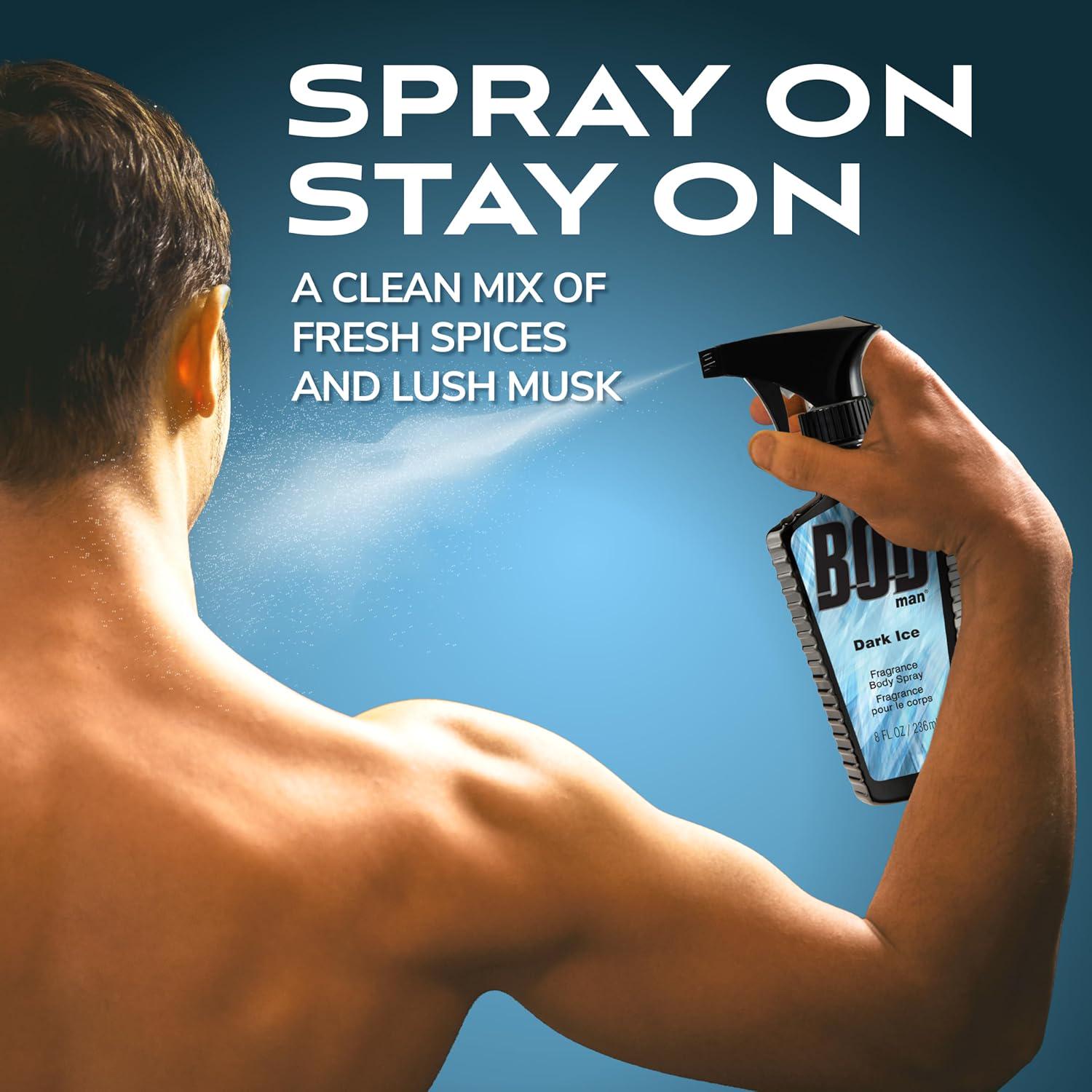 BOD Man Fragrance Body Spray, Dark Ice, 8 Fl Oz,
