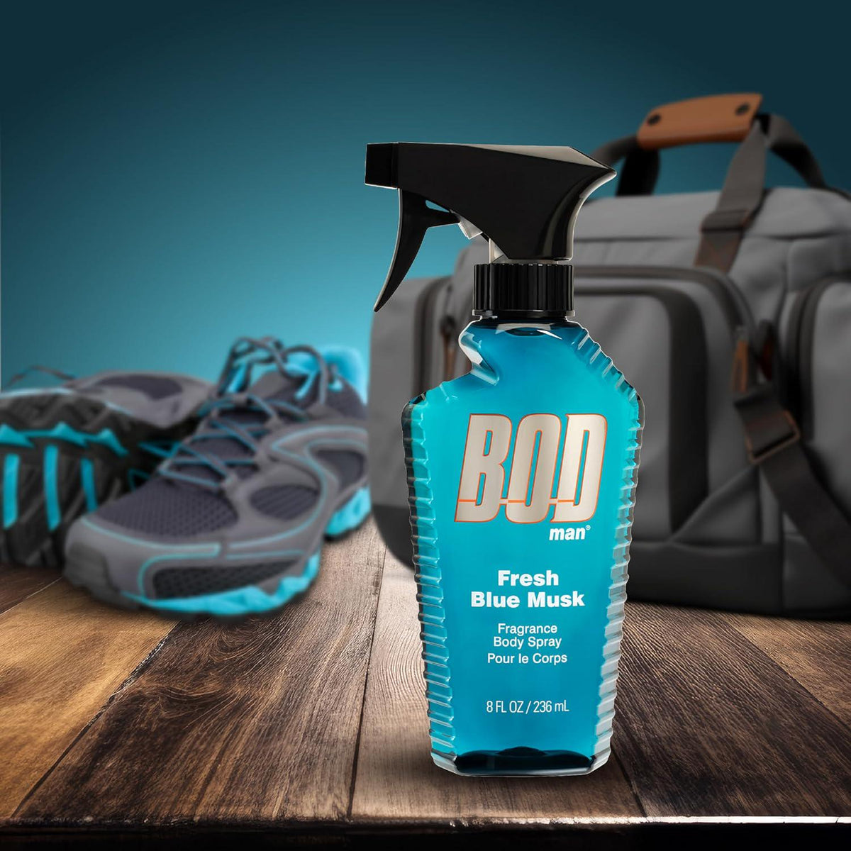 BOD Man Fragrance Body Spray, Fresh Blue Musk, 8 Fl Oz,