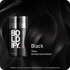Boldify BOLDIFY Hair Fibers (12g) - Fill In Thinning And Fine Hair For An Instantly Fuller, Thicker Look - 14 Shades For Women And Men - Black