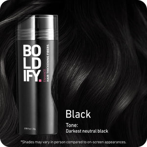 Boldify BOLDIFY Hair Fibers (28g) - Fill In Thinning And Fine Hair For An Instantly Fuller, Thicker Look - 14 Shades For Women And Men - Black