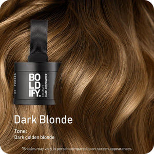 Boldify BOLDIFY Hairline Powder - Root Touch Up Hair Color For Gray Coverage - Bald Spot Concealing Hair Powder For Women And Men - 48-Hour Stain-Proof - Dark Blonde