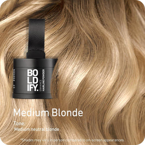 Boldify BOLDIFY Hairline Powder - Root Touch Up Hair Color For Gray Coverage - Bald Spot Concealing Hair Powder For Women And Men - 48-Hour Stain-Proof - Medium Blonde