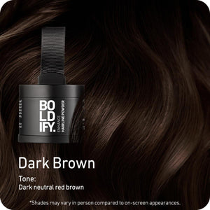 Boldify BOLDIFY Hairline Powder - Root Touch Up Hair Color For Gray Coverage - Bald Spot Concealing Hair Powder For Women And Men - 48-Hour Stain-Proof - Dark Brown