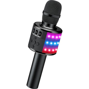 BONAOK Bluetooth Wireless Karaoke Microphone With LED Lights,4-in-1 Portable Handheld Mic With Speaker Karaoke Player Singing Home Party Toys Birthday Gift For Kids Adults Boys Girls Q78(Black),767550652379