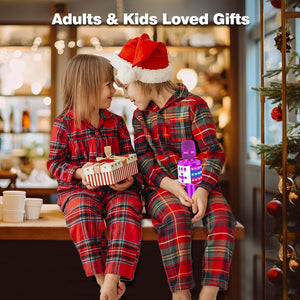 BONAOK Bluetooth Wireless Karaoke Microphone With LED Lights,4-in-1 Portable Handheld Mic With Speaker Karaoke Player For Singing Home Party Toys Birthday Gift For Kids Adults Girls Q78(Purple),