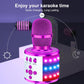 BONAOK Bluetooth Wireless Karaoke Microphone With LED Lights,4-in-1 Portable Handheld Mic With Speaker Karaoke Player For Singing Home Party Toys Birthday Gift For Kids Adults Girls Q78(Purple),