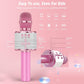 BONAOK Kids Karaoke Microphone Bluetooth Wireless Mic For Adults Singing Microphones With Speaker Disco Light Echo Sound Portable For Home Party Outdoor Gift Toys Q78(Light Pink),
