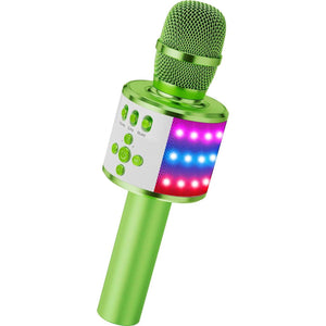 BONAOK Kids Karaoke Microphone Bluetooth Wireless Mic For Adults Singing Microphones With Speaker Disco Light Echo Sound Portable For Home Party Outdoor Gift Toys Q78(Light Green),645249270380