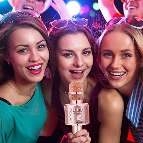 BONAOK Wireless Bluetooth Karaoke Microphone, 3-in-1 Portable Handheld Mic Speaker Machine For All Smartphones,Gifts To Girls Kids Adults All Age Q37(Champagne),