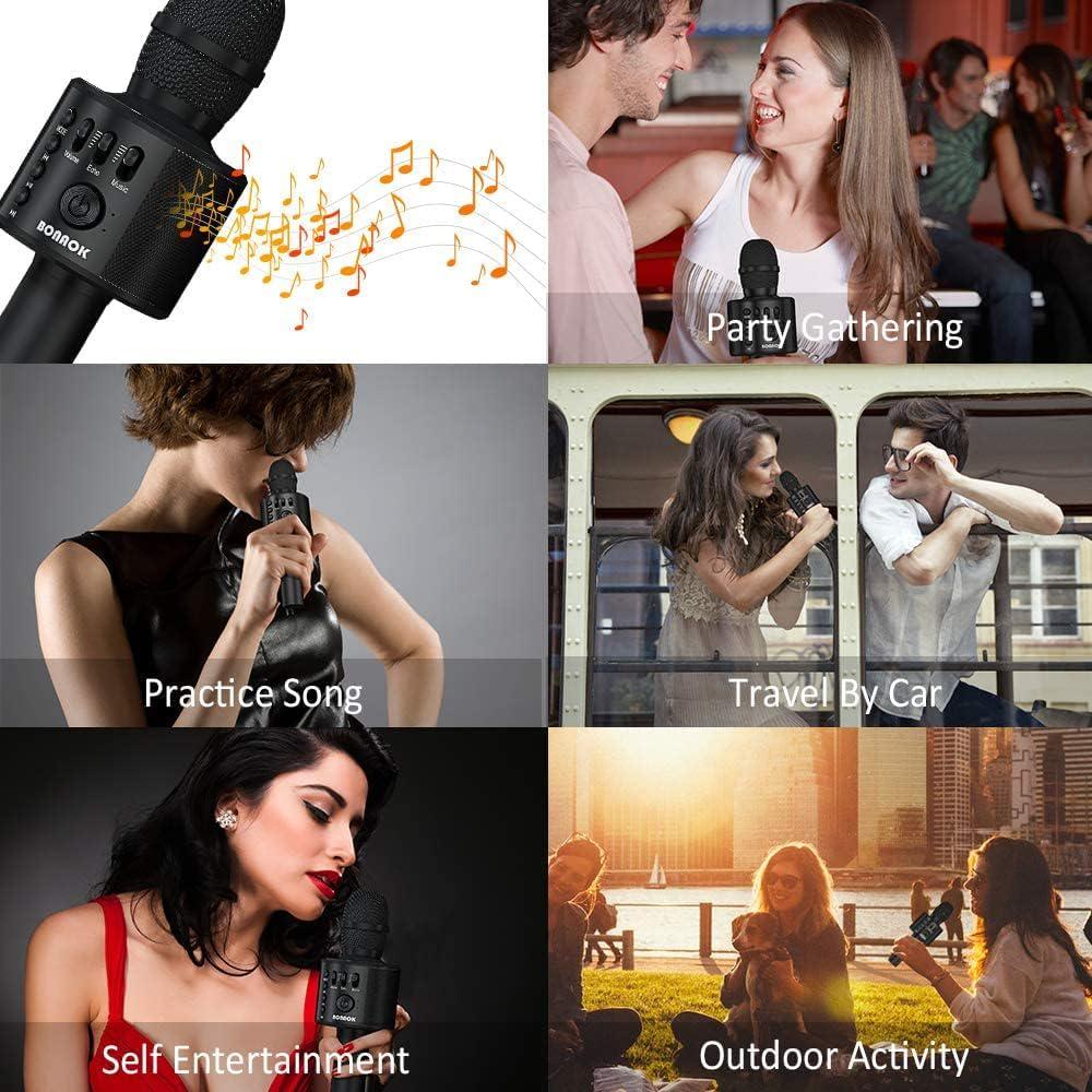 BONAOK Wireless Bluetooth Karaoke Microphone,3-in-1 Portable Handheld Karaoke Mic Speaker Machine Home Party Birthday For All Smartphones Q37 (Black),645249270113