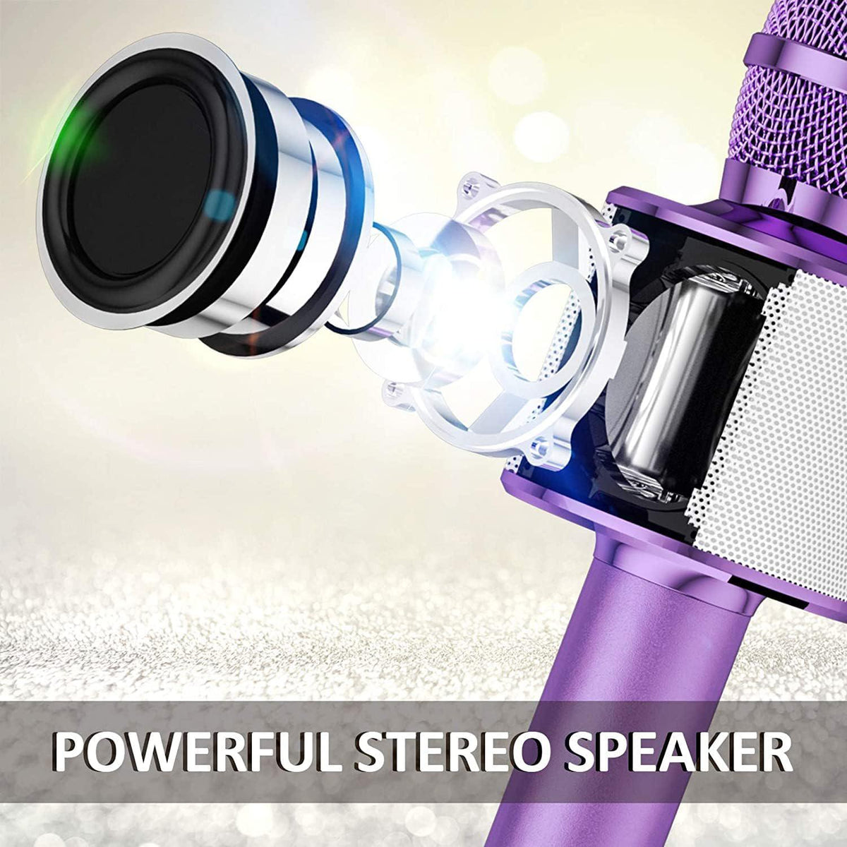 BONAOK Wireless Bluetooth Karaoke Microphone, 3-in-1 Portable Handheld Mic Speaker Machine For All Smartphones, For Girls Boys Kids Adults All Age Q37(Light Purple),