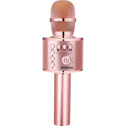 BONAOK Wireless Bluetooth Karaoke Microphone, 3-in-1 Portable Handheld Mic Speaker Machine For All Smartphones,Gifts To Girls Kids Adults All Age Q37(Champagne),