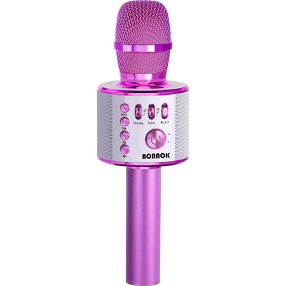 BONAOK Wireless Bluetooth Karaoke Microphone, Portable Toy Microphone For Singing, Gifts To Girls Boys Kids Adults All Age Q37 Bright Purple,
