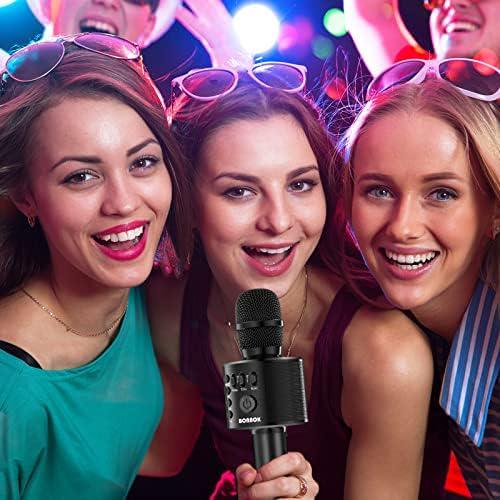 BONAOK Wireless Bluetooth Karaoke Microphone,3-in-1 Portable Handheld Karaoke Mic Speaker Machine Home Party Birthday For All Smartphones Q37 (Black),645249270113