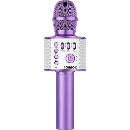 BONAOK Wireless Bluetooth Karaoke Microphone, 3-in-1 Portable Handheld Mic Speaker Machine For All Smartphones, For Girls Boys Kids Adults All Age Q37(Light Purple),