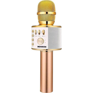 BONAOK Wireless Bluetooth Karaoke Microphone, 3-in-1 Portable Handheld Mic Speaker Machine For All Smartphones,Gifts For Girls Boys Kids Adults All Age Q37(Gold),645249270229