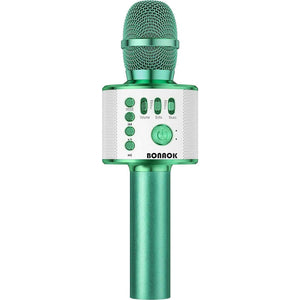 BONAOK Wireless Bluetooth Karaoke Microphone, 3-in-1 Portable Handheld Mic Speaker For All Smartphones, Gifts For Boys Kids Adults All Age Q37(Green),