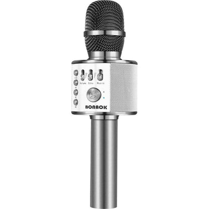BONAOK Wireless Bluetooth Karaoke Microphone,3-in-1 Portable Handheld Karaoke Mic Speaker Machine Home Party Birthday For All Smartphones Q37 (Space Gray),