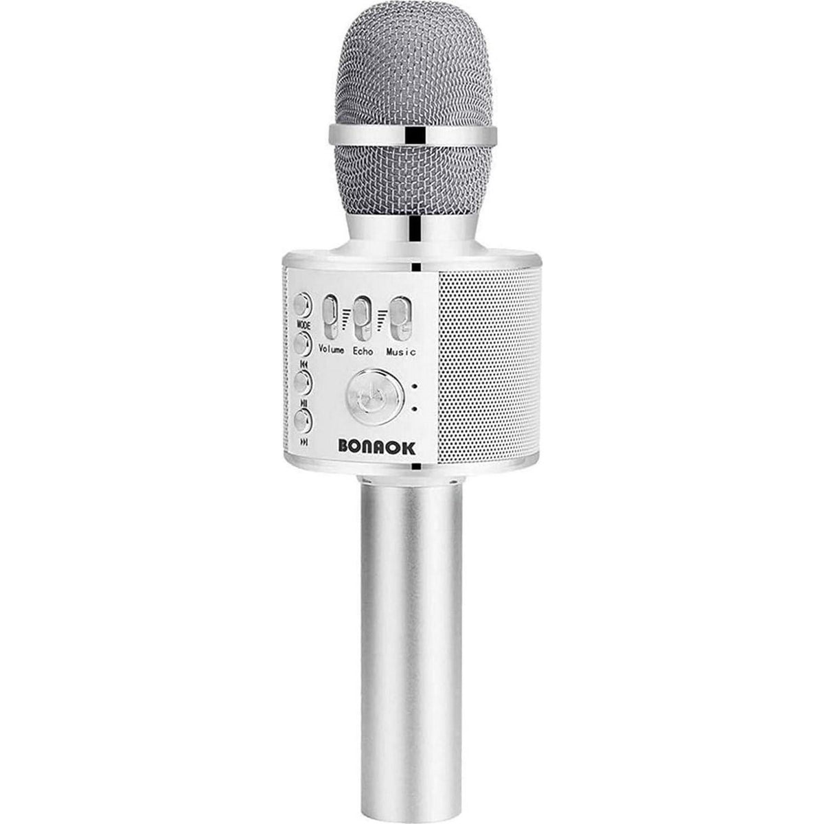 BONAOK Wireless Bluetooth Karaoke Microphone,3-in-1 Portable Handheld Mic Speaker For All Smartphones,Gifts For Kids Adults All Age Q37(Silver),