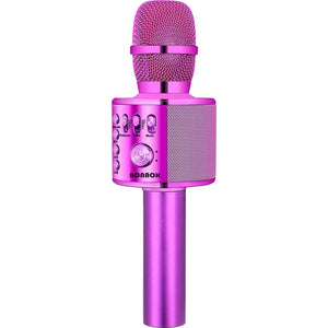 BONAOK Wireless Bluetooth Karaoke Microphone,3-in-1 Portable Handheld Karaoke Mic Speaker Machine Birthday Home Party For PC Or All Smartphone (Q37 Purple),