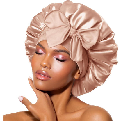 BONNET QUEEN BONNET QUEEN Satin Bonnet Silk Bonnet For Sleeping Women Hair Wrap Night Sleep Cap Scarf Wrap With Tie Band Champagne