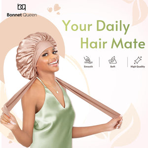 BONNET QUEEN BONNET QUEEN Satin Bonnet Silk Bonnet For Sleeping Women Hair Wrap Night Sleep Cap Scarf Wrap With Tie Band Champagne