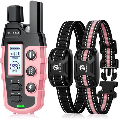BOUSNIC Dog Shock Collar for 2 Dogs (5-120 lbs), 3300 Ft Waterproof Training Collar with Beep, Vibration & Humane Shock Modes, Rechargeable Remote Included