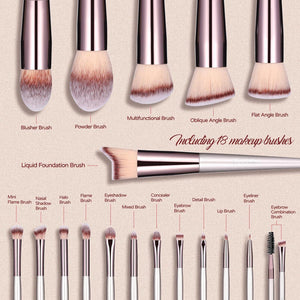 BS-MALL BS-MALL Makeup Brush Set 18 Pcs Premium Synthetic Foundation Powder Concealers Eye Shadows Blush Makeup Brushes With Black Case