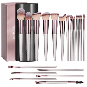 BS-MALL BS-MALL Makeup Brush Set 18 Pcs Premium Synthetic Foundation Powder Concealers Eye Shadows Blush Makeup Brushes With Black Case