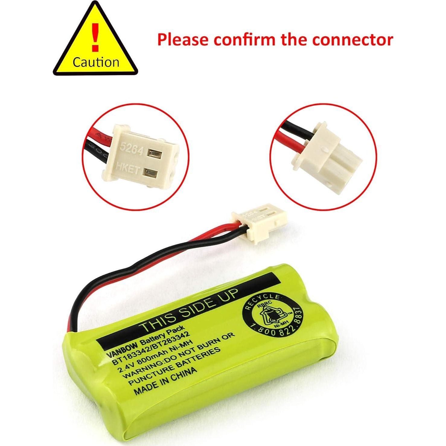 BT183342/BT283342 2.4V 800mAh Ni-MH Battery Pack, Compatible With AT&T VTech Cordless Phone Batteries BT166342/BT266342 BT162342/BT262342 CS6709 CS6609 CS6509 CS6409 EL52100 EL50003 (Pack 4),