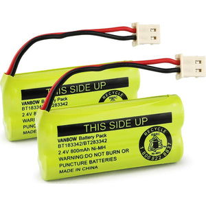 BT183342/BT283342 2.4V 800mAh Ni-MH Battery Pack, Compatible With AT&T VTech Cordless Phone Batteries BT166342/BT266342 BT162342/BT262342 CS6709 CS6609 CS6509 CS6409 EL52100 EL50003 (Pack 2),