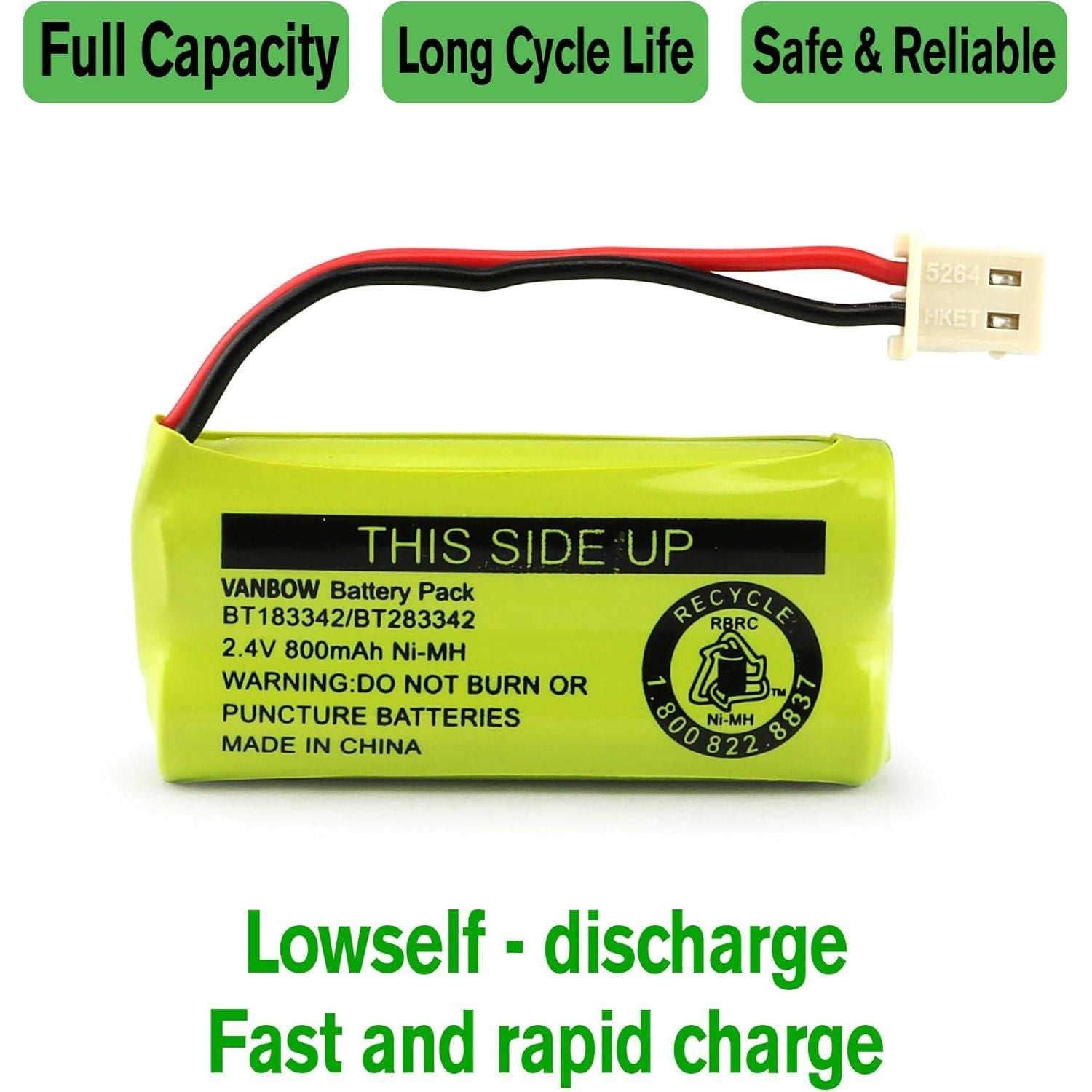 BT183342/BT283342 2.4V 800mAh Ni-MH Battery Compatible With AT&T VTech Cordless Phone Batteries BT166342/BT266342 BT162342/BT262342 CS6709 CS6609 CS6509 CS6409 EL52100 EL50003 (Pack 8),
