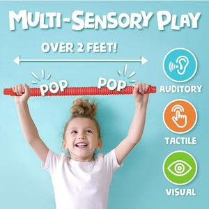 BunMo Pop Tubes Sensory Toys 3 to 4 Pack Large Non Mouthable Fidget Toys for Kids Toddler Learning Fun