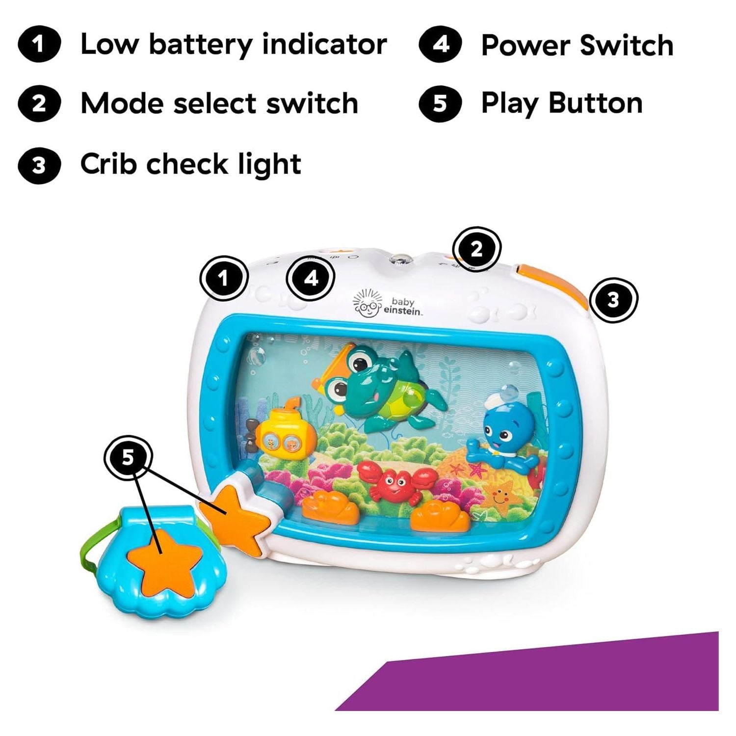 Baby Einstein Sea Dreams Soother Musical Crib Toy And Sound Machine, Newborn And Up,