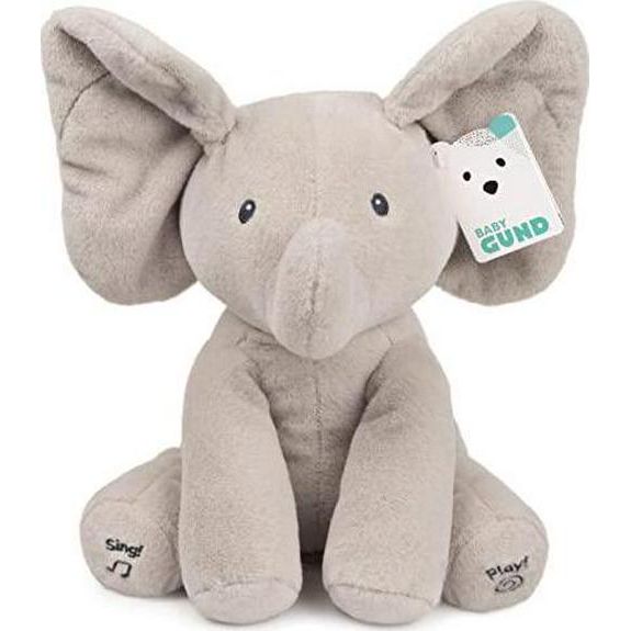 Baby Gund Animated Flappy Elephant, 12", Gray Plush Toy, Sings & Flaps Ears, For Babies Ages 0+