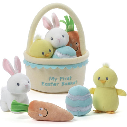 Baby Gund My First Easter Basket 5 Piece Plush Set Includes Rattle Squeaker Crinkle Toys for Babies
